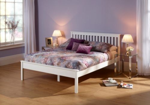 Serene Heather Opal White 4ft Small Double Wooden Bed Frame