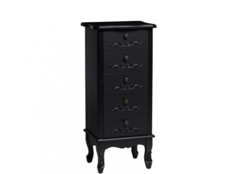 LPD Antoinette 5 Drawer Tall Narrow Chest In Black