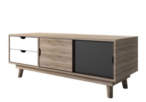 LPD Scandi TV Unit White Grey And Oak Finish