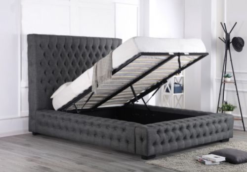 Emporia Stamford 5ft Kingsize Grey Fabric Ottoman Bed