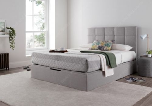 Kaydian Whitburn 5ft Kingsize Light Grey Fabric Ottoman Storage Bed