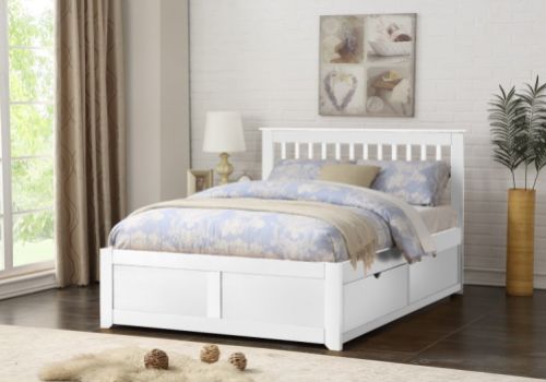 Flintshire Pentre 4ft6 Double White Finish Bed With Drawers
