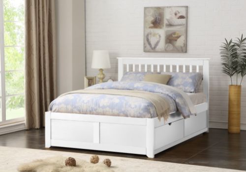 STORE CLEARANCE Flintshire Pentre 4ft6 Double White Finish Bed With Drawers