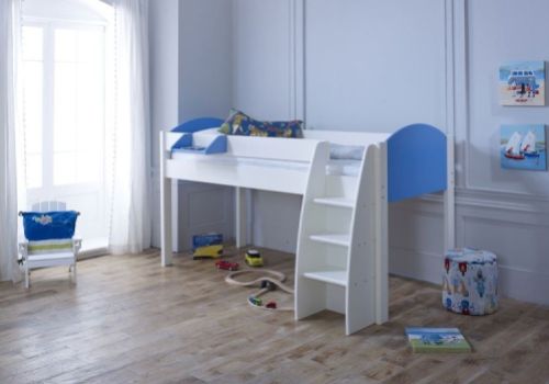 Kids Avenue Eli A Midsleeper Bed In White And Blue