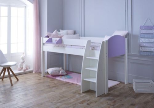 Kids Avenue Eli A Midsleeper Bed In White And Lilac