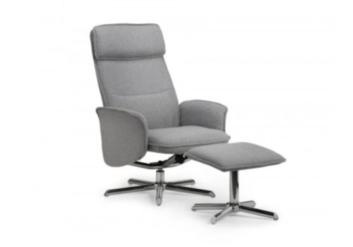 Julian Bowen Aria Recliner Chair With Stool In Grey Fabric