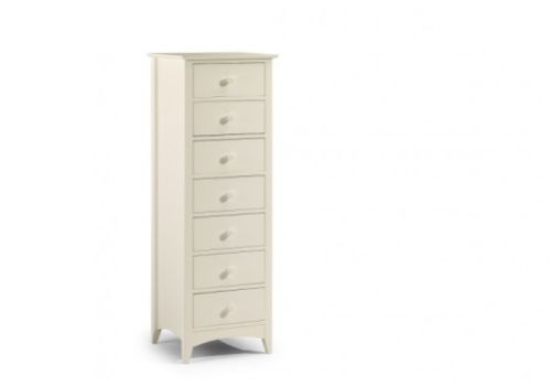 Julian Bowen Cameo Stone White 7 Drawer Narrow Chest