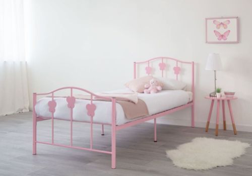 Sleep Design Bonnie 3ft Single Pink Metal Bed Frame