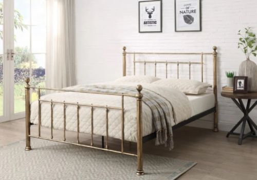 STORE CLEARANCE Sleep Design Harpenden 4ft6 Double Brushed Gold Finish Metal Bed Frame