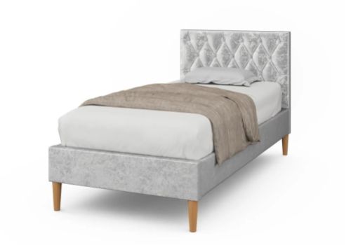Sleep Design Hilton 3ft Single Crushed Silver Velvet Bed Frame
