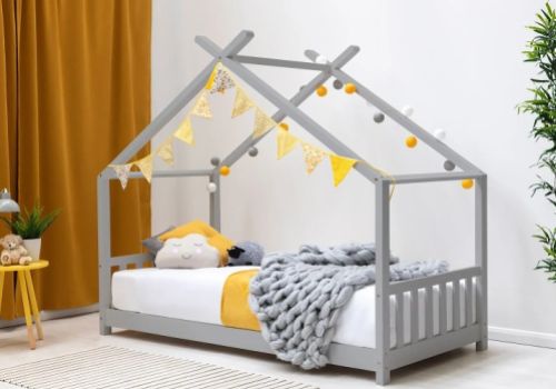 Sleep Design Canopy House 3ft Single Childrens Bed Frame In Grey