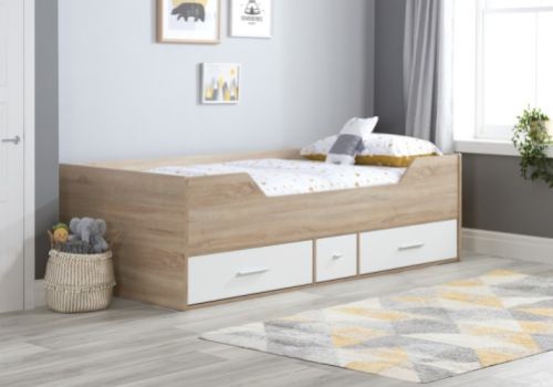 Birlea Camden 3ft Single White And Oak Finish Cabin Bed