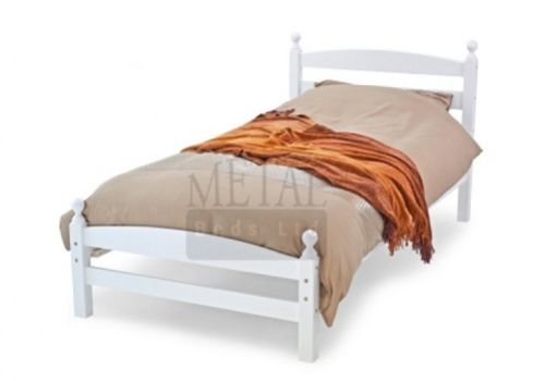 Metal Beds Moderna 3ft (90cm) Single White Wooden Bed Frame