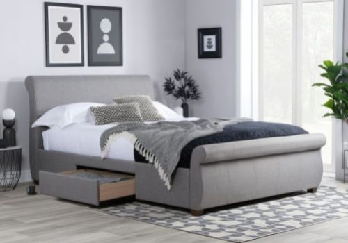 Birlea Lancaster 5ft Kingsize Grey Fabric Bed Frame With Drawers