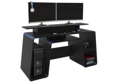 Birlea Onyx Black And Blue Gaming Desk
