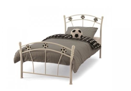 Serene Soccer 3ft Single White Metal Bed Frame