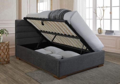 Time Living Mayfair 5ft Kingsize Dark Grey Fabric Ottoman Bed Frame