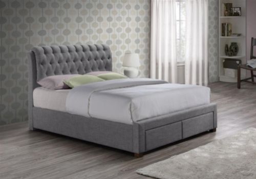 Birlea Valentino 5ft Kingsize Grey Fabric Bed Frame with 2 Drawers