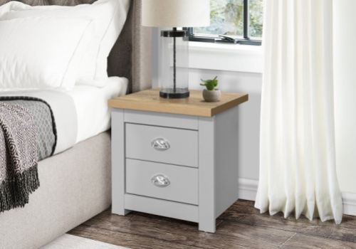 Birlea Highgate Grey And Oak Finish 2 Drawer Bedside