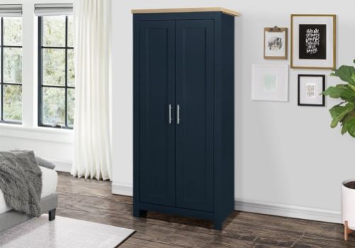 Birlea Highgate Navy Blue And Oak Finish 2 Door Wardrobe