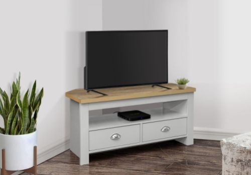 Birlea Highgate Grey And Oak Finish Corner TV Unit