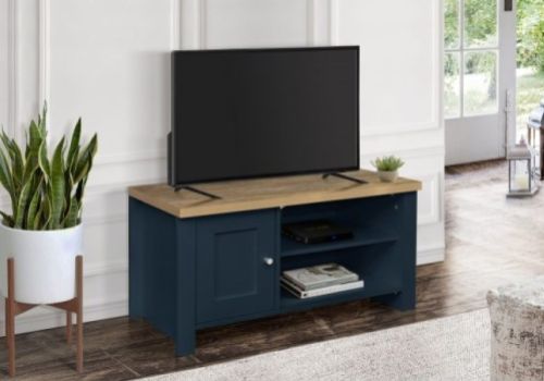 Birlea Highgate Navy Blue And Oak Finish Small TV Unit