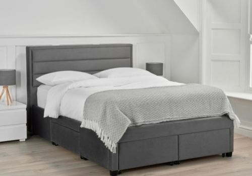 LPD Greenwich 5ft Kingsize Grey Velvet Fabric Storage Bed Frame