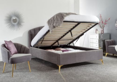 GFW Pettine 5ft Kingsize Grey Fabric Ottoman Bed Frame
