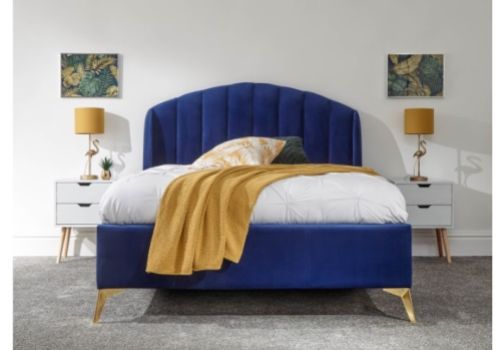 GFW Pettine 4ft6 Double Royal Blue Fabric Ottoman Bed Frame