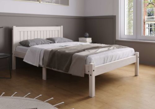 Birlea Rio 4ft6 Double White Washed Pine Wooden Bed Frame