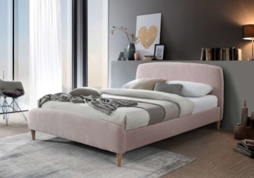 Birlea Otley 4ft6 Double Blush Pink Teddy Fabric Bed Frame