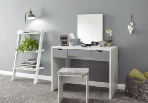 GFW Elizabeth Dressing Table Set In White And Grey