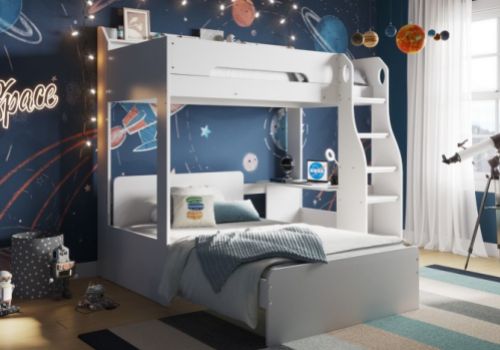 Flair Furnishings Cosmic White L Shaped Triple Sleeper Bunk Bed