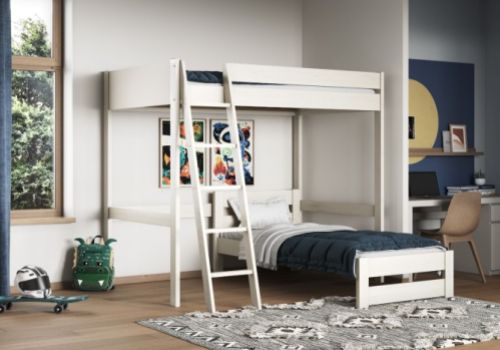 Noomi Tera White Wooden Small Double L Shaped Highsleeper Bunk Bed (With Single)