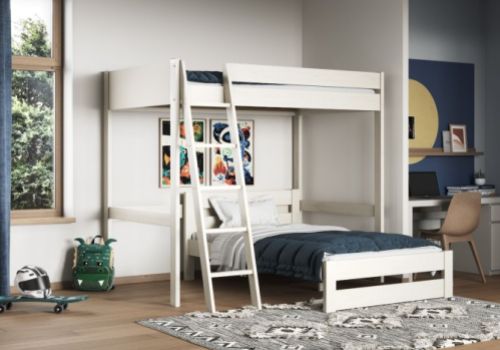 Noomi Tera White Wooden Small Double L Shaped Highsleeper Bunk Bed (With Small Double)