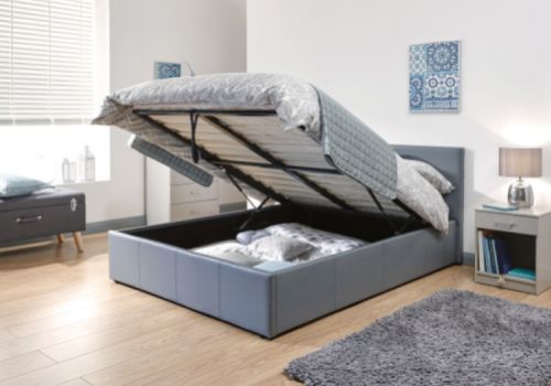 GFW End Lift Ottoman 5ft Kingsize Grey Faux Leather Bed Frame