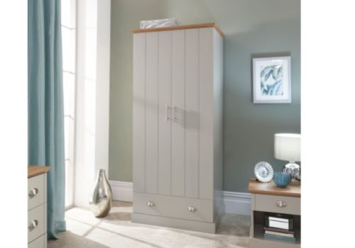 GFW Kendal 2 Door 1 Drawer Wardrobe In Grey