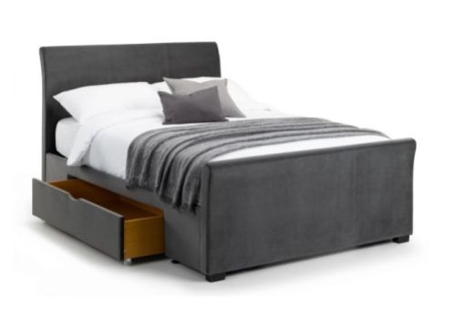 Julian Bowen Capri 6ft Super Kingsize Dark Grey Velvet Fabric Storage Bed