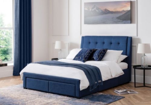 Julian Bowen Fullerton 6ft Super Kingsize Blue Fabric Storage Bed Frame