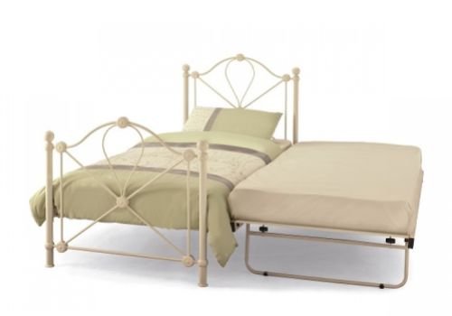 STORE CLEARANCE Serene Lyon 3ft  Single Ivory Gloss Metal Guest Bed Frame