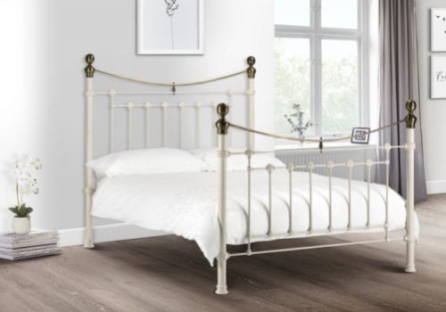 Julian Bowen Victoria 4ft6 Double Stone White Metal Bed Frame