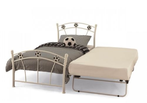 Serene Soccer 3ft Single White Gloss Metal Guest Bed Frame
