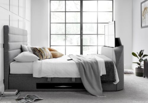 Kaydian Appleton 5ft Kingsize Marbella Grey Fabric Ottoman TV Bed