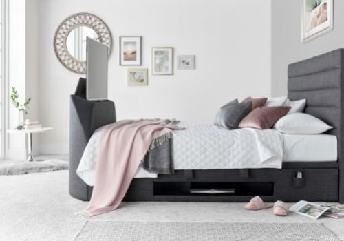 Kaydian Appleton 4ft6 Double Slate Grey Fabric Ottoman TV Bed