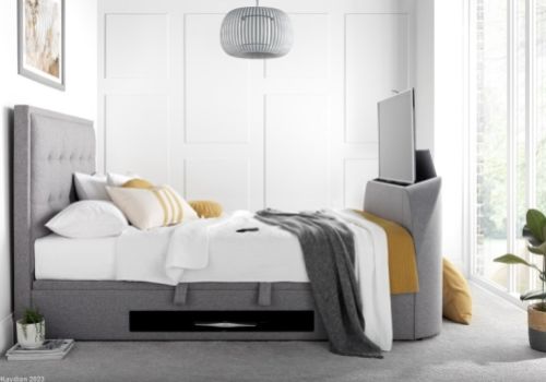 Kaydian Falmer 4ft6 Double Marbella Grey Fabric Ottoman TV Bed
