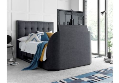 Kaydian Falmer 4ft6 Double Slate Grey Fabric Ottoman TV Bed