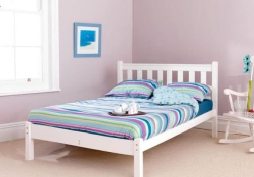 Friendship Mill Shaker Low Foot End 4ft6 Double Pine Wooden Bed Frame In White