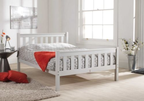 Friendship Mill Shaker High Foot End 3ft6 Large Single Pine Wooden Bed Frame In Grey