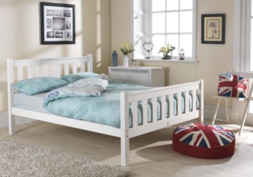 Friendship Mill Shaker High Foot End 3ft Single Pine Wooden Bed Frame In White