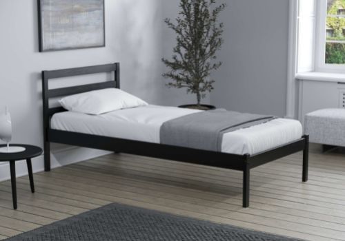 Birlea Luka 3ft Single Black Pine Wooden Bed Frame